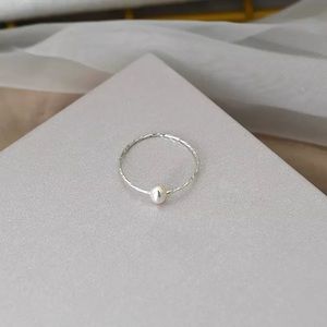 Freshwater pearl chain ring |Authentic pearl ring | Sterling silver chain ring